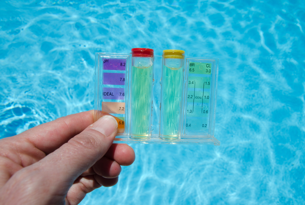 testing chemicals of a swimming pool